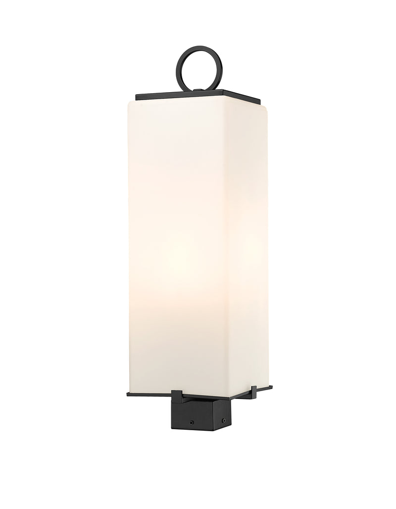 Sana 3 Light 8.25" Outdoor Post Mount Fixture, 26.5" Tall Lantern, White Opal Glass in White Opal, Post Top Only, Square Fitter