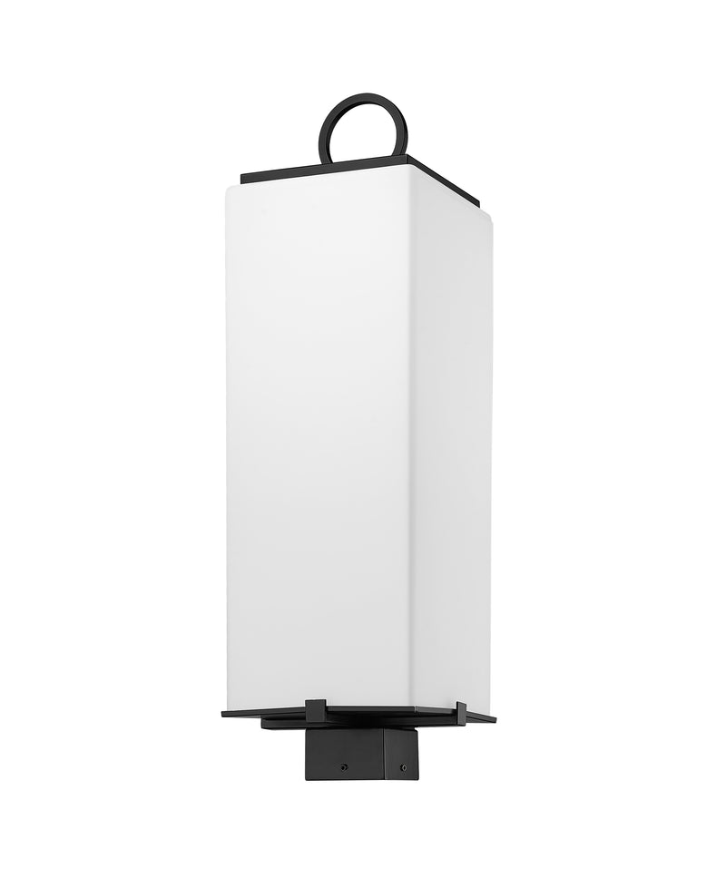 Sana 3 Light 8.25" Outdoor Post Mount Fixture, 26.5" Tall Lantern, White Opal Glass in White Opal, Post Top Only, Square Fitter