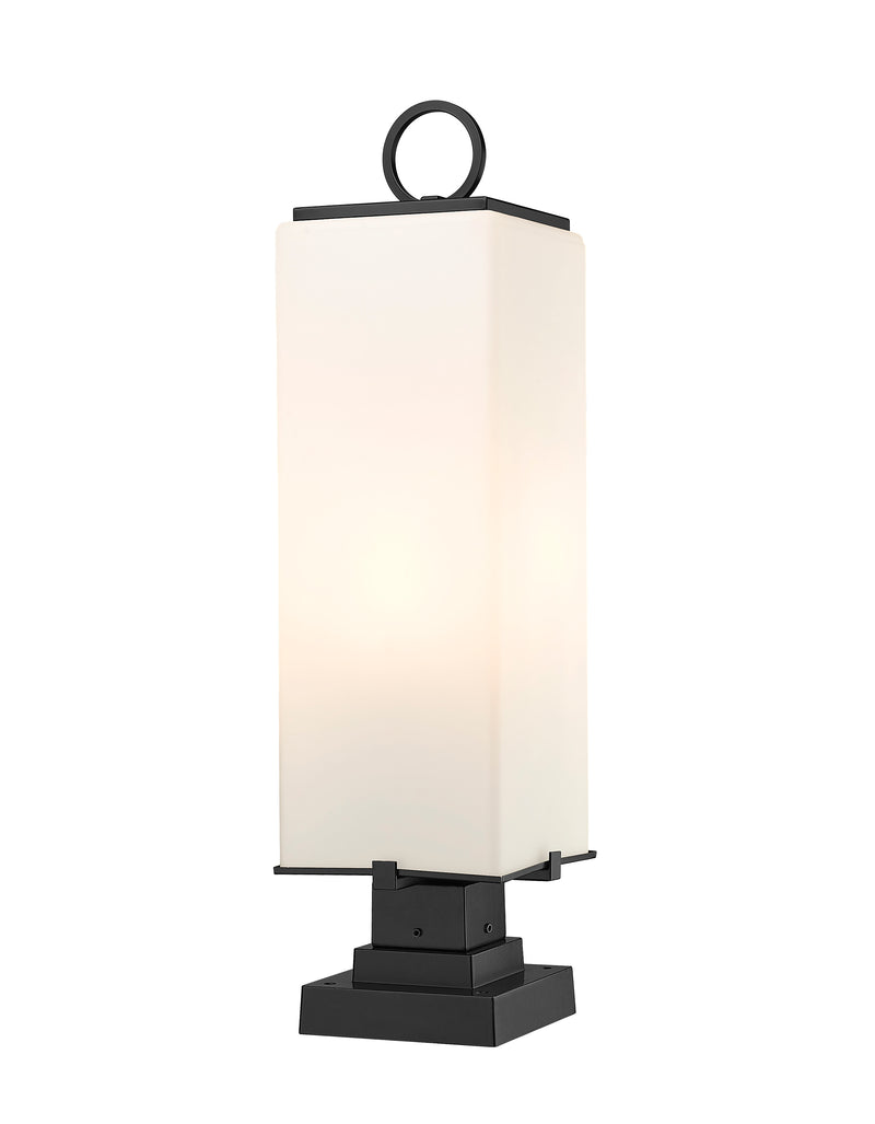 Sana 3 Light 8.25" Outdoor Post Mount Fixture, 26.5" Tall Lantern, White Opal Glass in White Opal, Square Pier Mount