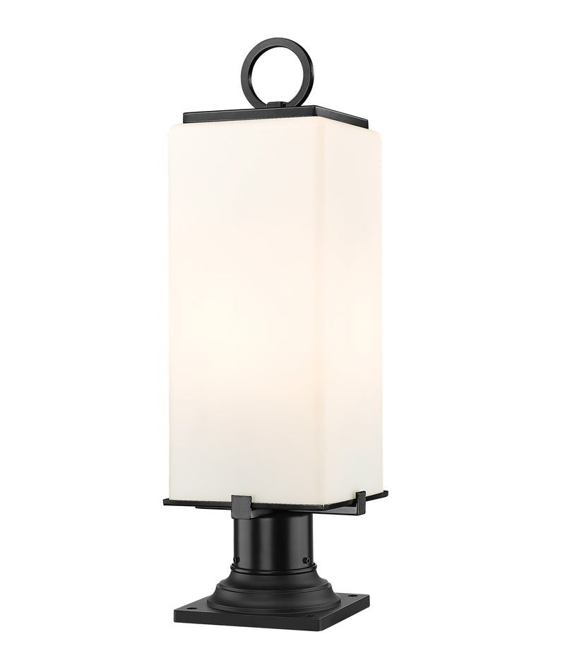 Sana 2 Light 7" Outdoor Post Mount Fixture, 20.25" Tall Lantern, White Opal Glass in Standard, Pier Mount, 6" Base