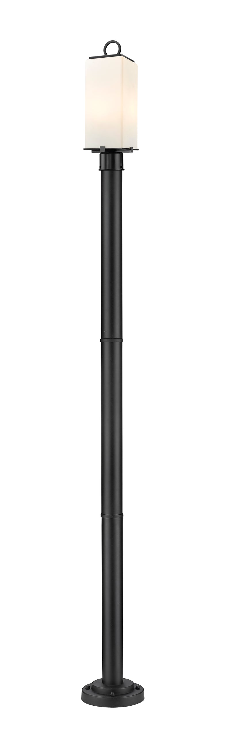 Sana 2 Light 7" Outdoor Post Mount Fixture, 20.25" Tall Lantern, White Opal Glass in White Opal, 76" Cast Post, 9" Base