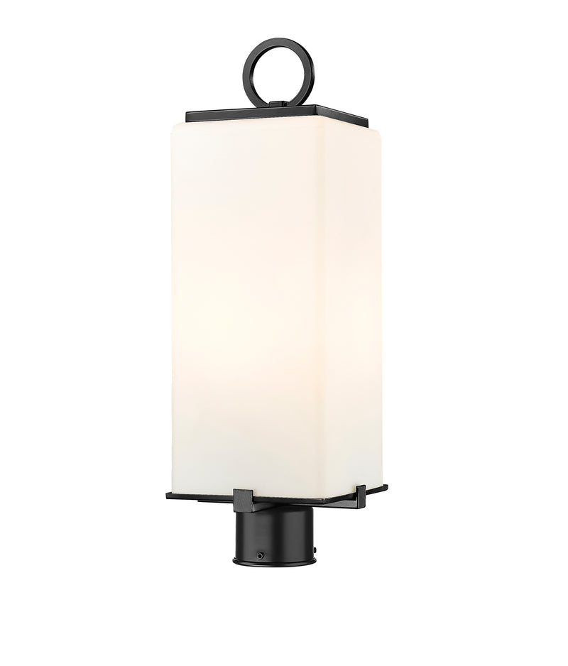 Sana 2 Light 7" Outdoor Post Mount Fixture, 20.25" Tall Lantern, White Opal Glass in White Opal, Post Top Only, Round Fitter