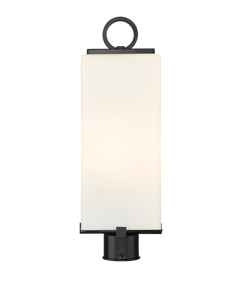 Sana 2 Light 7" Outdoor Post Mount Fixture, 20.25" Tall Lantern, White Opal Glass in White Opal, Post Top Only, Round Fitter