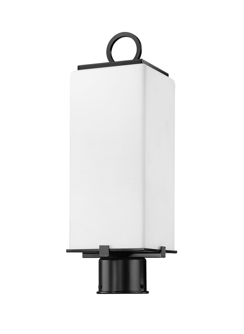 Sana 2 Light 7" Outdoor Post Mount Fixture, 20.25" Tall Lantern, White Opal Glass in White Opal, Post Top Only, Round Fitter