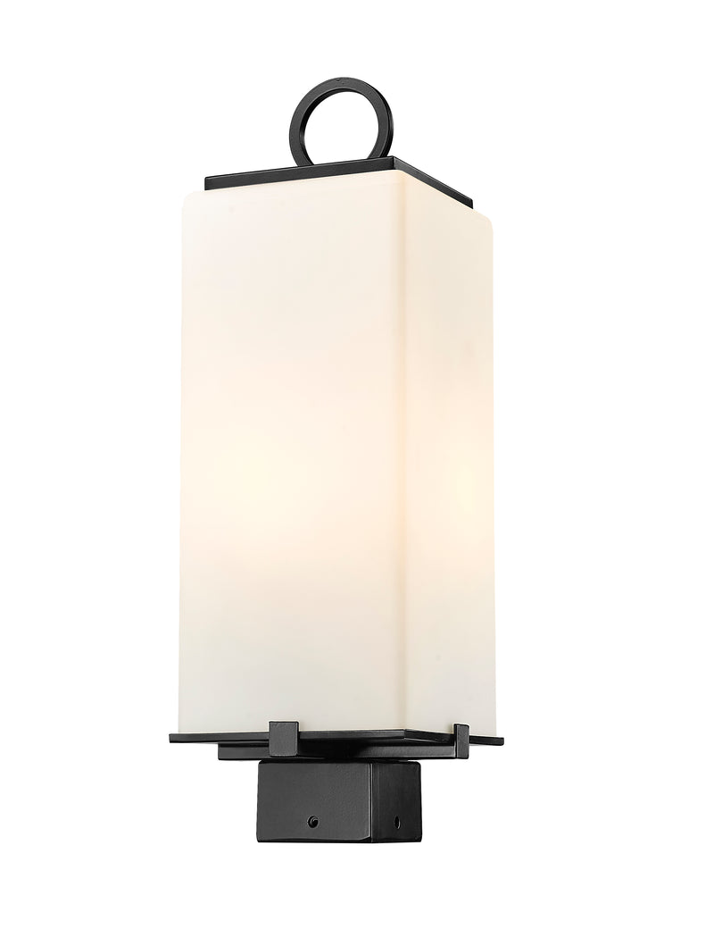 Sana 2 Light 7" Outdoor Post Mount Fixture, 20.25" Tall Lantern, White Opal Glass in White Opal, Post Top Only, Square Fitter