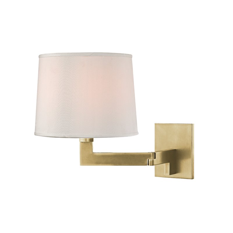 Fairport Large Swing Arm Wall Lamp in Aged Brass