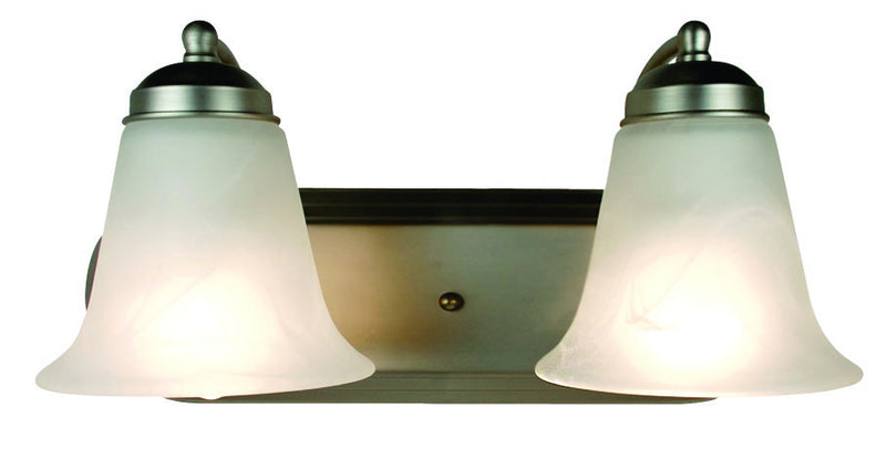 Rusty 2-Light Vanity Bar in Brushed Nickel with Marbleized Glass