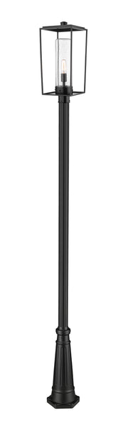 Sheridan 1 Light 10" Outdoor Post Mount Fixture in Black, 96" Cast Post, 10" Base