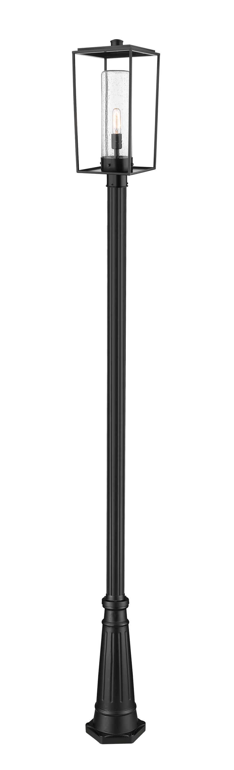 Sheridan 1 Light 10" Outdoor Post Mount Fixture in Black, 96" Cast Post, 10" Base