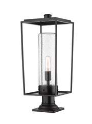 Sheridan 1 Light 10" Outdoor Post Mount Fixture in Black, Pier Mount, 6" Base