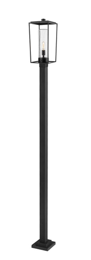 Sheridan 1 Light 10" Outdoor Post Mount Fixture in Clear Seedy, 96" Square Post