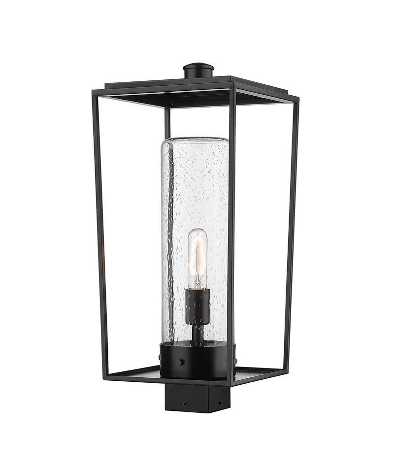 Sheridan 1 Light 10" Outdoor Post Mount Fixture in Clear Seedy, Post Top Only, Square Fitter