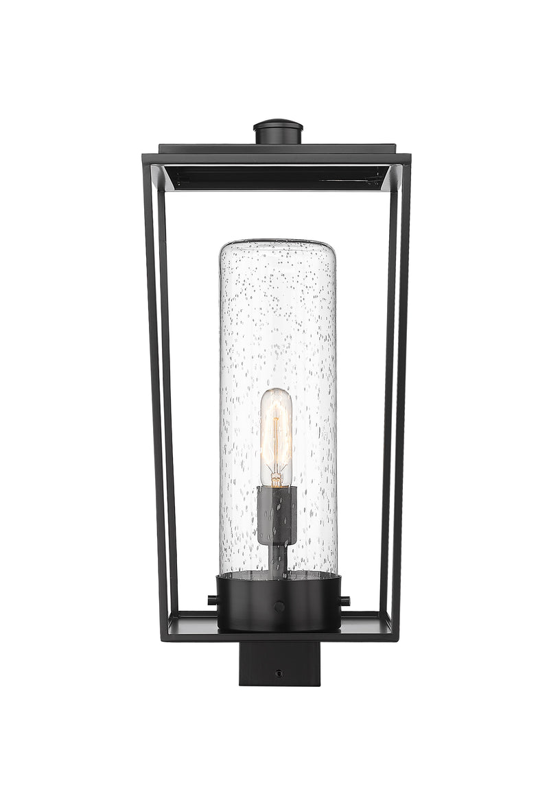 Sheridan 1 Light 10" Outdoor Post Mount Fixture in Clear Seedy, Post Top Only, Square Fitter