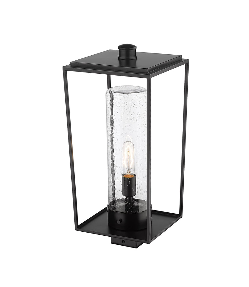 Sheridan 1 Light 10" Outdoor Post Mount Fixture in Clear Seedy, Post Top Only, Square Fitter
