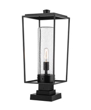 Sheridan 1 Light 10" Outdoor Post Mount Fixture in Clear Seedy, Square Pier Mount