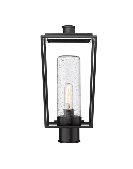 Sheridan 1 Light 8" Outdoor Post Mount Fixture, 17.5" Tall Lantern, Clear Seedy Glass in Clear Seedy, Post Top Only, Round Fitter