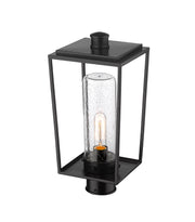 Sheridan 1 Light 8" Outdoor Post Mount Fixture, 17.5" Tall Lantern, Clear Seedy Glass in Clear Seedy, Post Top Only, Round Fitter