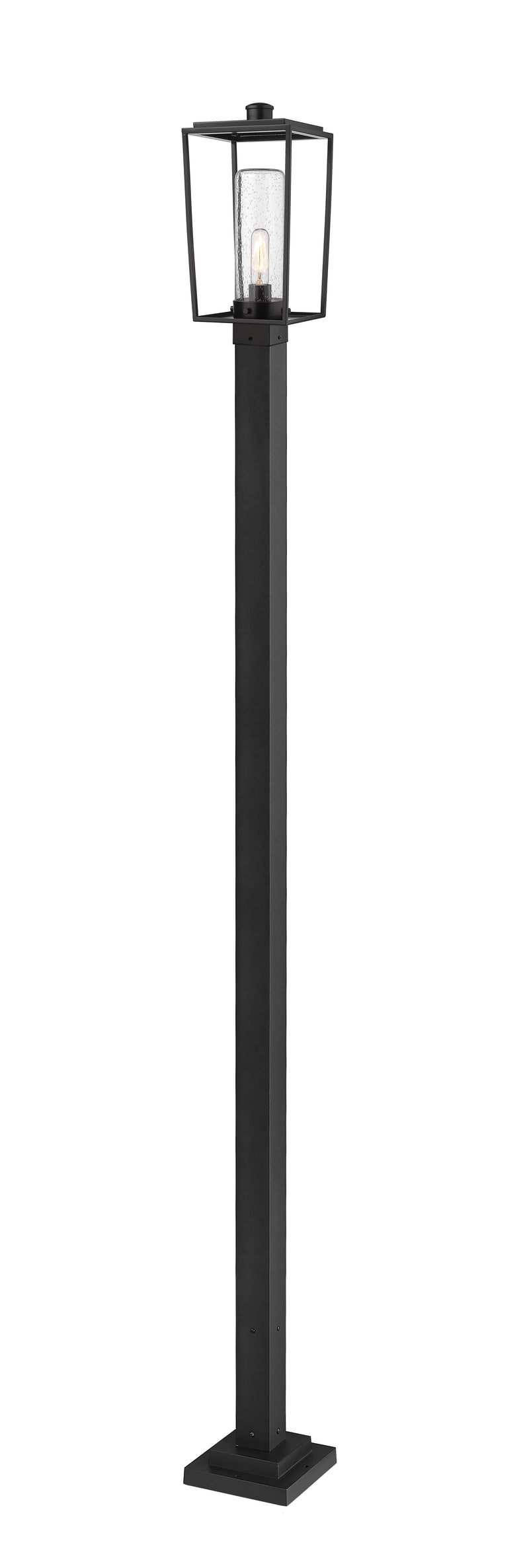 Sheridan 1 Light 8" Outdoor Post Mount Fixture, 17.5" Tall Lantern, Clear Seedy Glass in Clear Seedy, 96" Square Post
