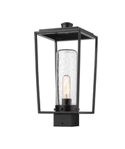 Sheridan 1 Light 8" Outdoor Post Mount Fixture, 17.5" Tall Lantern, Clear Seedy Glass in Clear Seedy, Post Top Only, Square Fitter