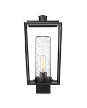 Sheridan 1 Light 8" Outdoor Post Mount Fixture, 17.5" Tall Lantern, Clear Seedy Glass in Clear Seedy, Post Top Only, Square Fitter