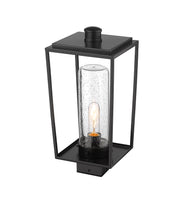Sheridan 1 Light 8" Outdoor Post Mount Fixture, 17.5" Tall Lantern, Clear Seedy Glass in Clear Seedy, Post Top Only, Square Fitter