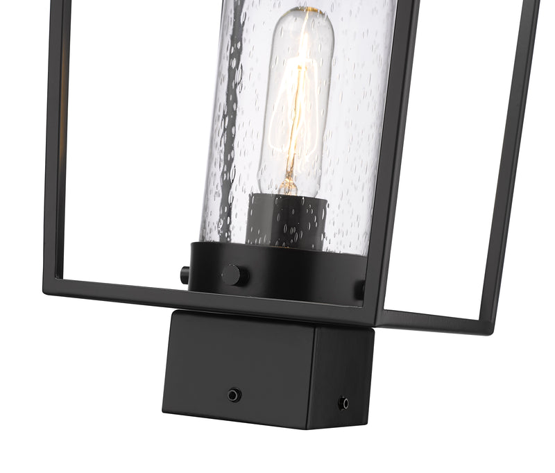 Sheridan 1 Light 8" Outdoor Post Mount Fixture, 17.5" Tall Lantern, Clear Seedy Glass in Clear Seedy, Post Top Only, Square Fitter