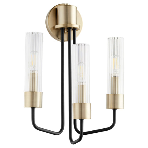 Helix 3 Light Wall Sconce in Textured Black / Aged Brass