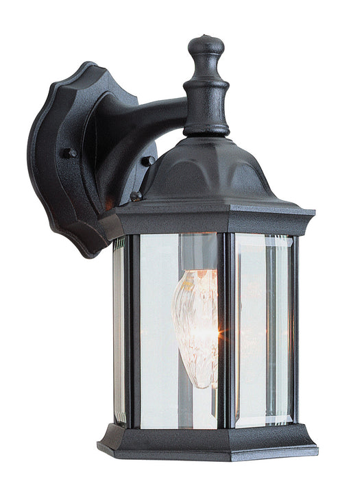 Cumberland 1-Light Wall Lantern in Black with Clear Glass