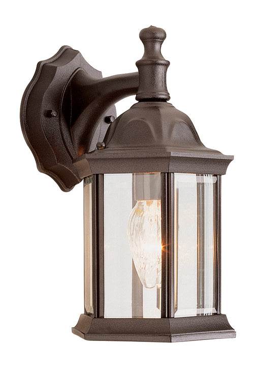 Cumberland 1-Light Wall Lantern in Rust with Clear Glass