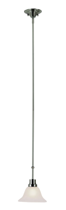 Perkins 1-Light Mini Pendant in Brushed Nickel with White Marbleized Glass