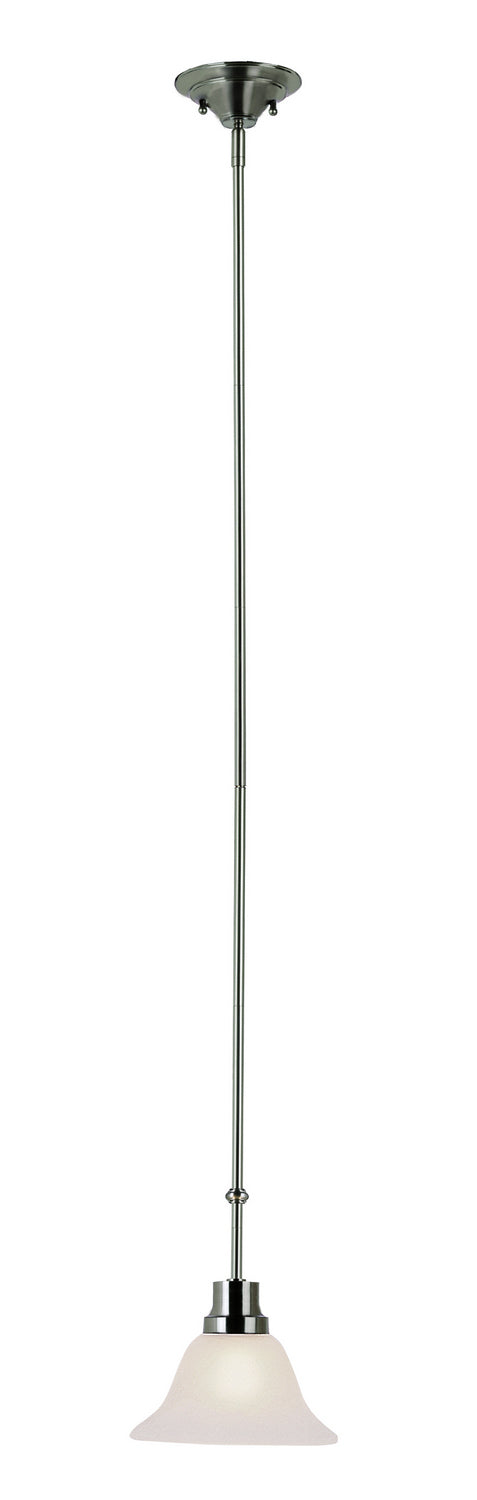 Perkins 1-Light Mini Pendant in Brushed Nickel with White Marbleized Glass