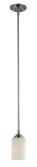 Mod Pod 1-Light Mini Pendant in Brushed Nickel with White Frosted Glass