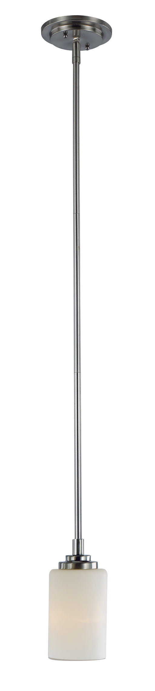 Mod Pod 1-Light Mini Pendant in Brushed Nickel with White Frosted Glass