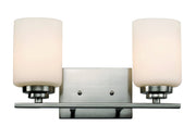 Mod Pod 2-Light 14.25" Frosted Glass Vanity Light in Brushed Nickel