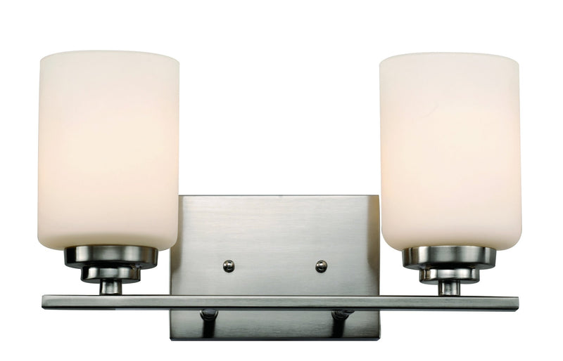 Mod Pod 2-Light 14.25" Frosted Glass Vanity Light in Brushed Nickel