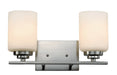 Mod Pod 2-Light Vanity Bar in Brushed Nickel with White Frosted Glass