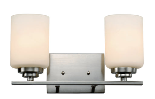 Mod Pod 2-Light Vanity Bar in Brushed Nickel with White Frosted Glass
