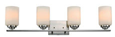 Mod Pod 4-Light Vanity Bar in Brushed Nickel with White Frosted Glass