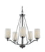 Mod Pod 5-Light Chandelier in Brushed Nickel with White Frosted Glass