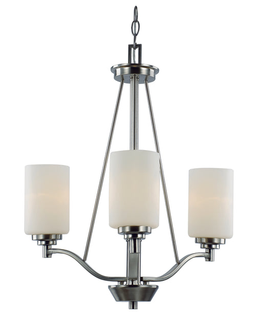 Mod Pod 3-Light Chandelier in Brushed Nickel with White Frosted Glass