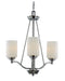 Mod Pod 3-Light Chandelier in Brushed Nickel with White Frosted Glass