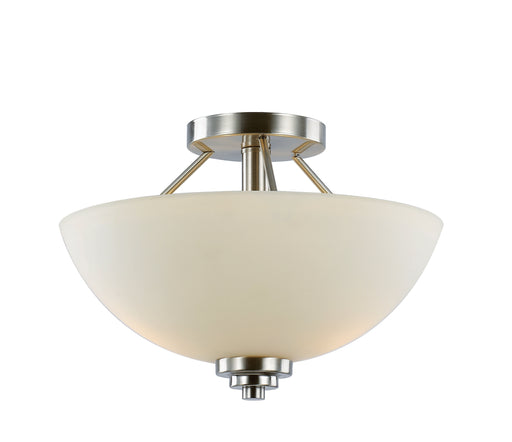 Mod Pod 2-Light Semiflush in Brushed Nickel with White Frosted Glass