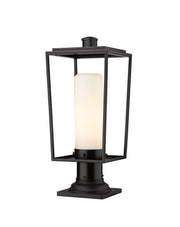 Sheridan 1 Light 8" Outdoor Post Mount Fixture, 17.5" Tall Lantern, White Opal Glass in White Opal, Pier Mount, 6" Base