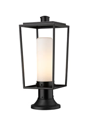 Sheridan 1 Light 8" Outdoor Post Mount Fixture, 17.5" Tall Lantern, White Opal Glass in White Opal, Pier Mount, 6.25" Base