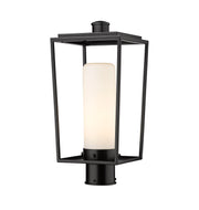 Sheridan 1 Light 8" Outdoor Post Mount Fixture, 17.5" Tall Lantern, White Opal Glass in White Opal, Post Top Only, Round Fitter