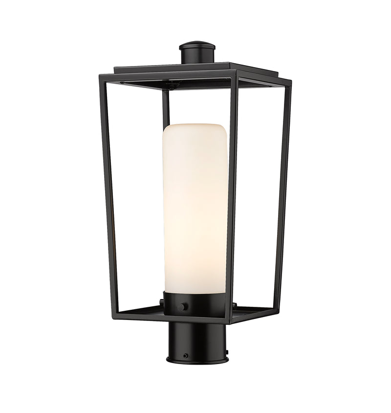 Sheridan 1 Light 8" Outdoor Post Mount Fixture, 17.5" Tall Lantern, White Opal Glass in White Opal, Post Top Only, Round Fitter