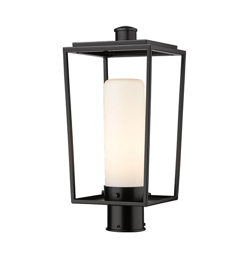 Sheridan 1 Light 8" Outdoor Post Mount Fixture, 17.5" Tall Lantern, White Opal Glass in White Opal, Post Top Only, Round Fitter