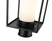 Sheridan 1 Light 8" Outdoor Post Mount Fixture, 17.5" Tall Lantern, White Opal Glass in White Opal, Post Top Only, Round Fitter