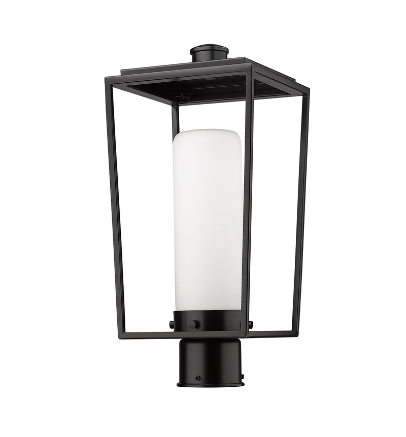 Sheridan 1 Light 8" Outdoor Post Mount Fixture, 17.5" Tall Lantern, White Opal Glass in White Opal, Post Top Only, Round Fitter