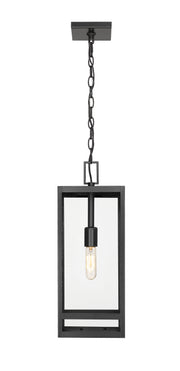 Nuri 1 Light 7.5" Outdoor Chain Mount Ceiling Fixture, 19.75" Tall in Black